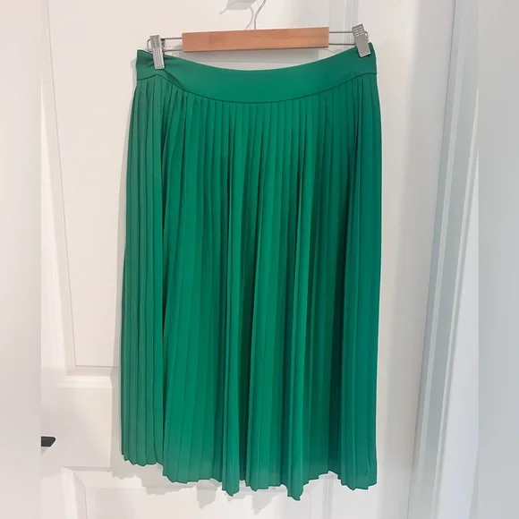 J. Crew Vibrant Green Midi A-Line Skirt - Picture 1 of 6